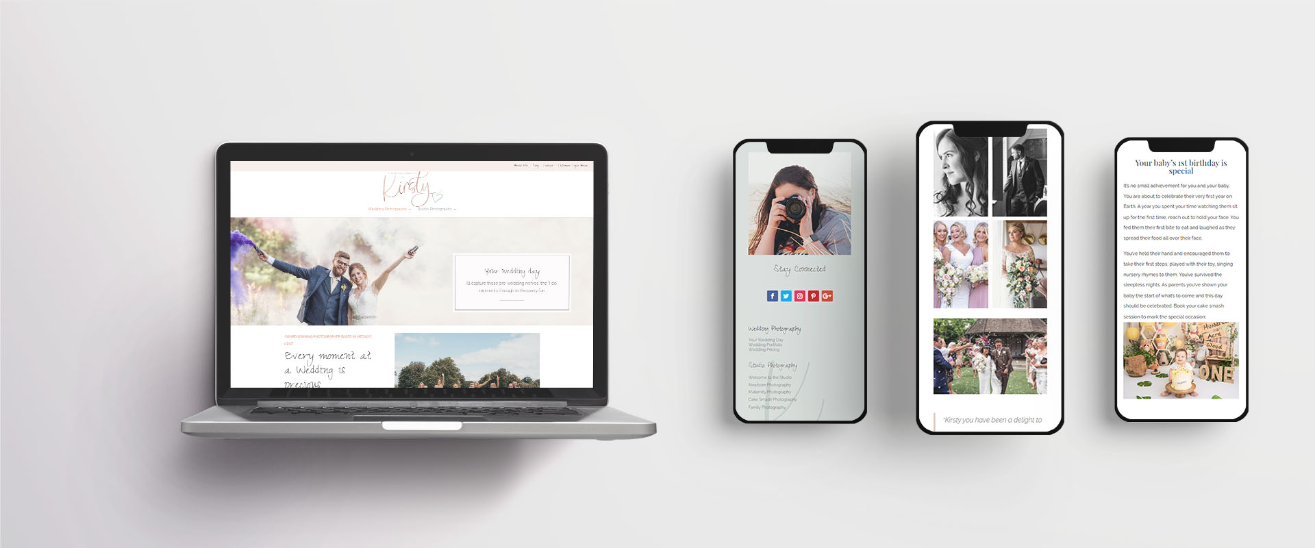 Kirsty Airey Wedding Photographer website designed by Digital Paw